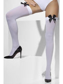 Opaque Hold Ups White with Black Bows Adult Costume Accessory 1