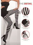 Horizontal Striped Opaque Tights Black White Halloween Costume Accessory 3