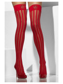 Sheer Hold Ups Adult Red with Vertical Stripes 3