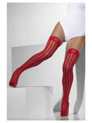 Sheer Hold Ups Adult Red with Vertical Stripes 2