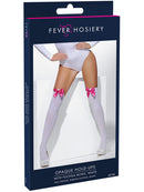 Opaque Hold Ups White with Fuchsia Bows Adult Costume Accessory 4