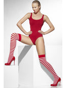 Opaque Hold Ups Red and White Striped Adult Costume Accessory 2