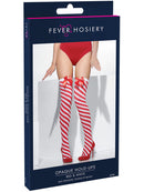 Opaque Hold Ups Red and White Striped with Bows Adult Costume Accessory 4