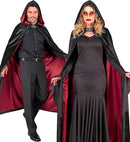 Black Velvet Hooded Cape With Red Lining 140 Cm