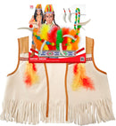 Indian Dress-Up Set  Vest, Headband With Feathers, Earring, Necklace, Bracelet 