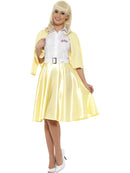 Grease Sandy Costume Adult Yellow Skirt Mock Cardigan White Shirt Belt and Headband 4