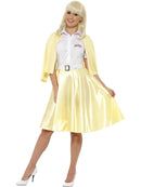 Grease Sandy Costume Adult Yellow Skirt Mock Cardigan White Shirt Belt and Headband 1