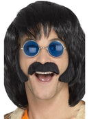 Hippie Disguise Set Self Adhesive Black Porkchop Sideburns and Moustache Adult Costume Accessory 1