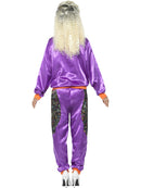 80s Retro Shell Suit Costume Ladies Adult Purple Jacket and Trousers 3