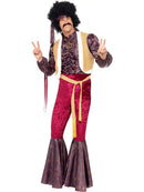 70s Psychedelic Rocker Costume Purple Top Waistcoat Flares Headpiece 4
