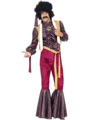 70s Psychedelic Rocker Costume Purple Top Waistcoat Flares Headpiece 1