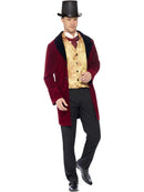 Edwardian Gent Red Jacket Mock Waistcoat Cravat Deluxe Adult Costume 1