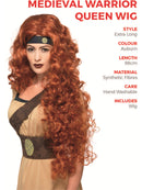 Medieval Warrior Queen Extra Long Curly Auburn Adult Wig 2