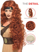 Medieval Warrior Queen Extra Long Curly Auburn Adult Wig 3