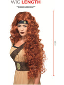 Medieval Warrior Queen Extra Long Curly Auburn Adult Wig 4