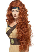Medieval Warrior Queen Extra Long Curly Auburn Adult Wig 1