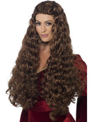 Medieval Princess Wig Brown Extra Long with Plaits Adult Costume Hair 1