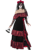 Day Of The Dead Bride Costume Adult Red Dress Rose Veil 4