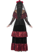 Day Of The Dead Bride Costume Adult Red Dress Rose Veil 3