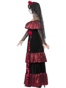 Day Of The Dead Bride Costume Adult Red Dress Rose Veil 2