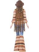 Harmony Hippie Costume Adult 70s Multi Coloured Top Flares and Brown Fringe Waistcoat 3