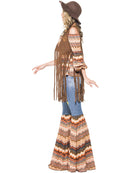 Harmony Hippie Costume Adult 70s Multi Coloured Top Flares and Brown Fringe Waistcoat 2