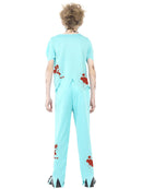 Zombie Surgeon Costume Kids Blue Trousers Top with Exposed Ribs Mask and Stethoscope 3