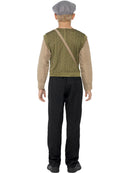 Evacuee Boy Kit Kids Green Jumper With Attached Shirt Grey Hat Bag and Tag 3