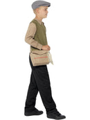Evacuee Boy Kit Kids Green Jumper With Attached Shirt Grey Hat Bag and Tag 2