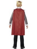 Kids King Arthur Medieval Costume Blue Red Tunic Red Cape Gold Coloured Crown 3