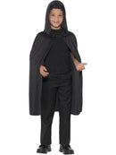 Hooded Cape Kids Long Black Creepy Vampire Halloween Costume Accessory 1