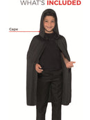 Hooded Cape Kids Long Black Creepy Vampire Halloween Costume Accessory 5