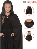 Hooded Cape Kids Long Black Creepy Vampire Halloween Costume Accessory 6