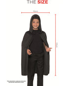 Hooded Cape Kids Long Black Creepy Vampire Halloween Costume Accessory 7
