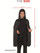 Hooded Cape Kids Long Black Creepy Vampire Halloween Costume Accessory 7