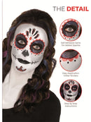 Day of The Dead Make Up Kit Face Paints Tattoo Gem Stickers Crayon Applicators 10