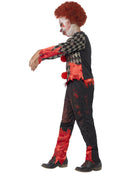 Deluxe Zombie Clown Costume Kids Red Black Top and Trousers Latex Mask with Hair 2