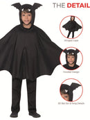 Bat Cape Kids Black Hooded with Ears Halloween Costume Accessory 7