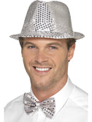 Sequin Trilby Hat Adult Silver 20s Style Costume Accessory 2