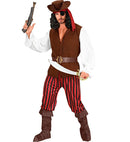 Pirate  Shirt With Vest, Pants, Belt, Boot Covers, Headband, Hat, Eye-Patch 