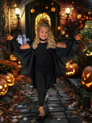 Kids Vampire Bat Wings Black High Collar with Attached Gloves Velcro Neck 3