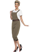 WW2 Land Girl Costume Ladies Khaki Dungarees 2