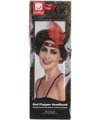 Flapper Headband Adult Red with Feather Adult Costume Accessory 2