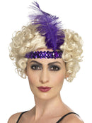 Flapper Headband Adult Purple Sequin with Feather Costume Accessory 1