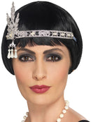 Flapper Jewel Headband Silver Adult Costume Accessory 1
