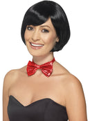Clip On Bow Tie Red Sequin Adult Costume Accessory 1