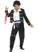 80s New Romantic Costume Adult Black Jacket with White Faux Shirt Trousers and Headband 4