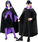 Child Size Black Cape With Purple Satin Collar 110 Cm