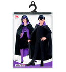 Child Size Black Cape With Purple Satin Collar 110 Cm