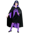 Child Size Black Cape With Purple Satin Collar 110 Cm